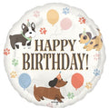 17” Anagram Standard Circle Dog “Happy Birthday!” Foil Balloon