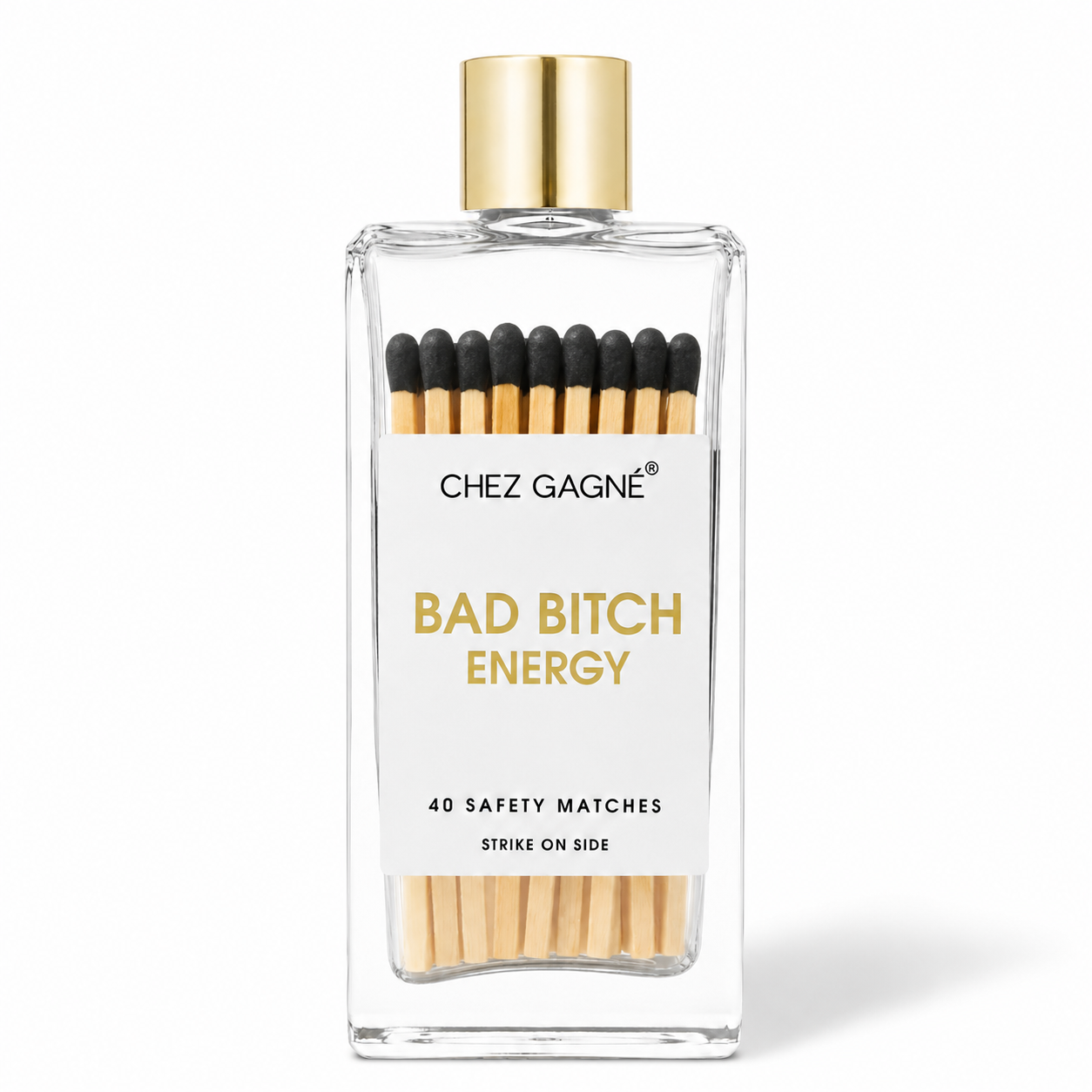 Bad Bitch Energy - Glass Bottle Matches, Black, Funny Gift
