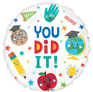 17” Anagram Standard Circle “You Did It!” Foil Balloon