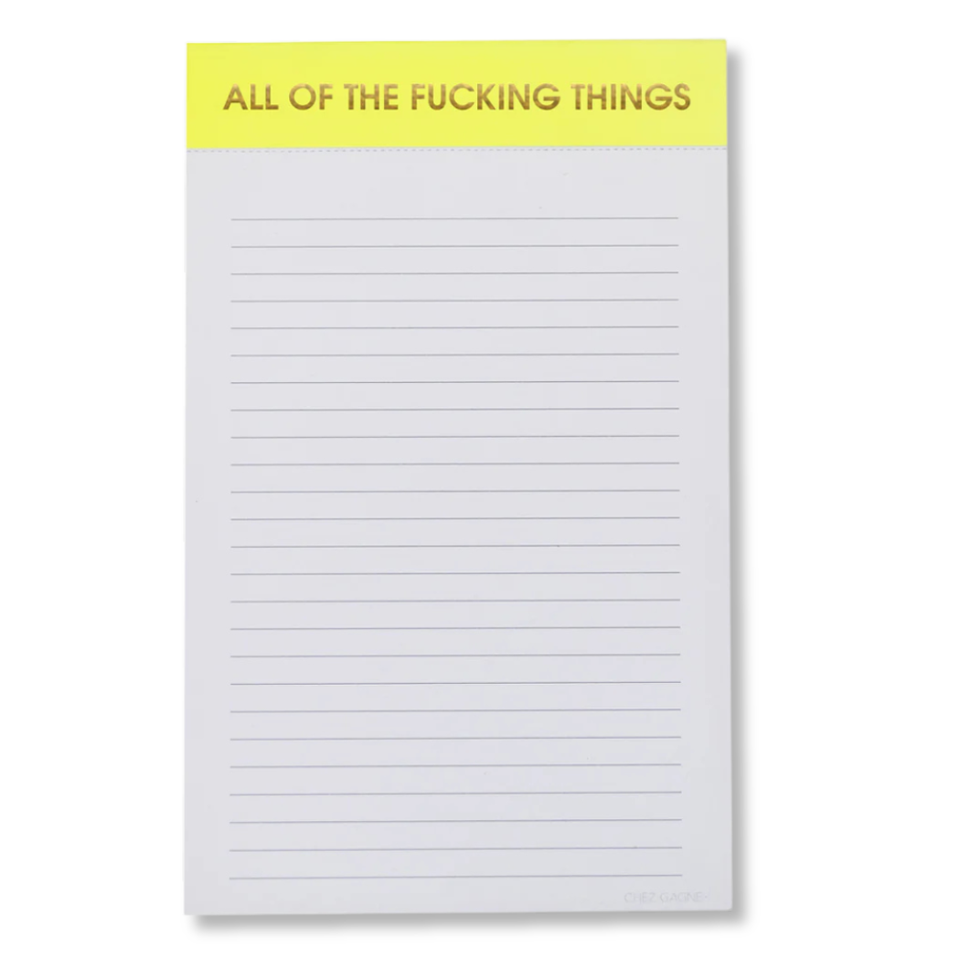All of the Fucking Things - Lined Notepad, Funny Gift