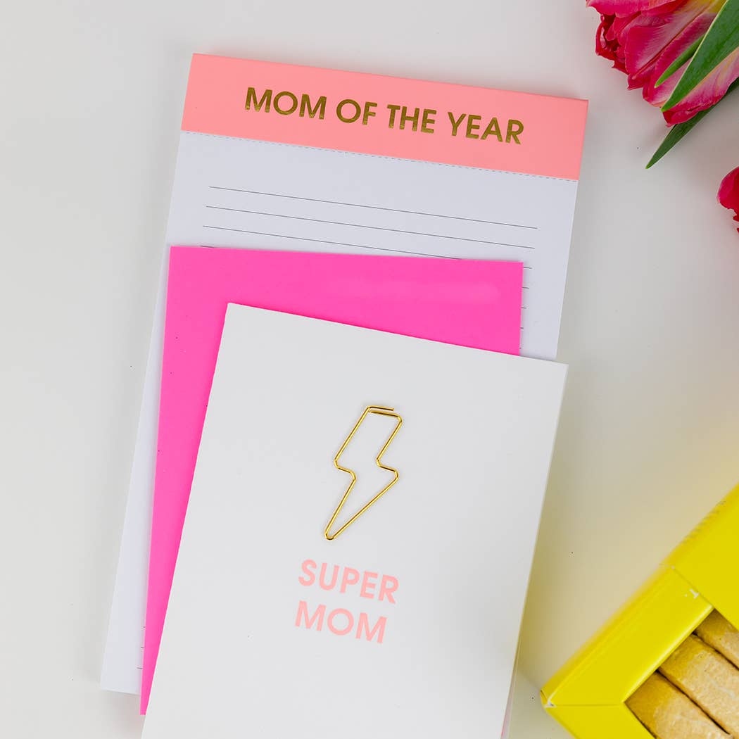 Mom Of The Year - Lined Notepad, To-Do List, Coral, Mom Gift