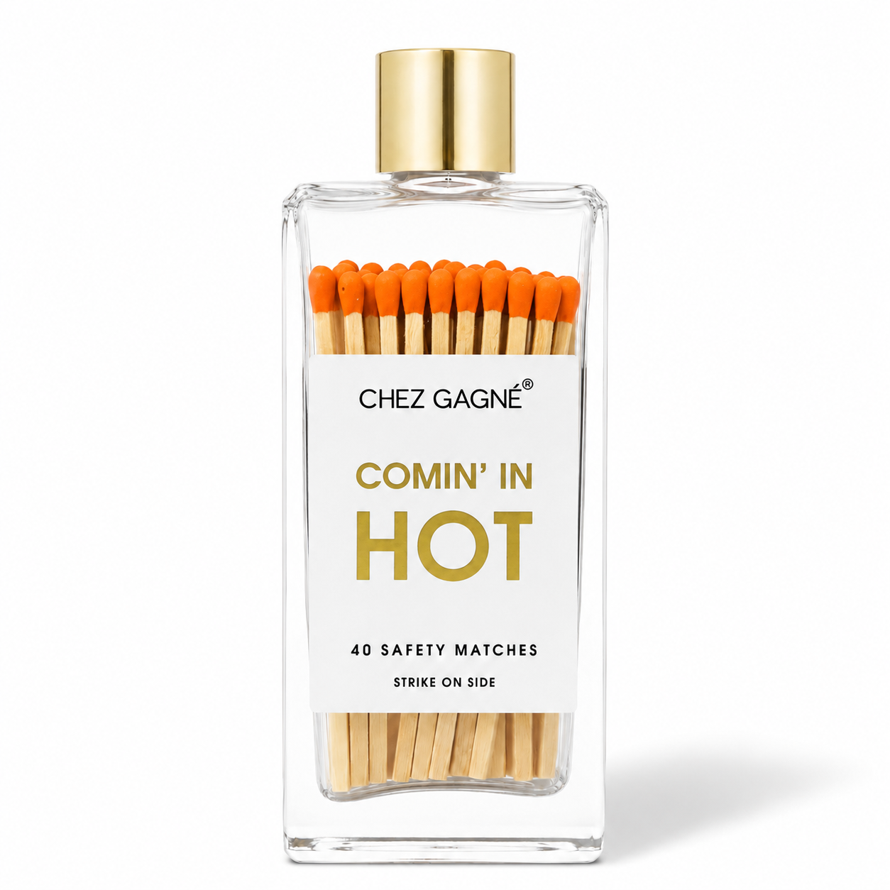 Coming In Hot - Glass Bottle Matches, Orange, Funny Gift