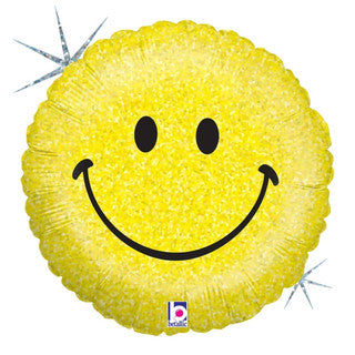 18” Betallic Holographic Smiley Face Foil Balloon