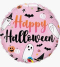 Happy Halloween, pink ghost, pumpkin foil balloon