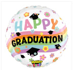 21 inch happy graduation, floral grad, cap, Balloon