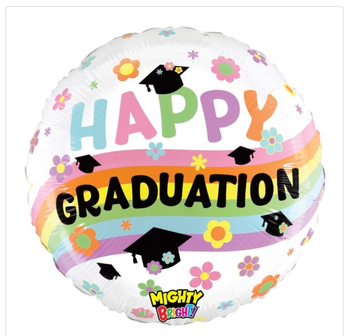 21 inch happy graduation, floral grad, cap, Balloon