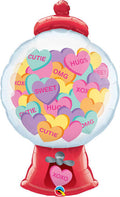 43” Qualatex microfoil® candy heart gum ball machine foil balloon￼