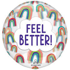 18” Anagram clearz transparent “Feel Better!” With rainbows Foil Ballon