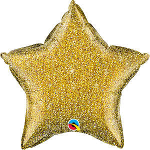 20” Qualatex Microfoil Gold Sparkly Star Foil Balloon