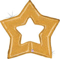 48” Betallic holographic shape Gold Glitter Star Balloon