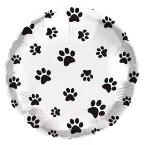 14” AiRise White and black paw prints foil balloon