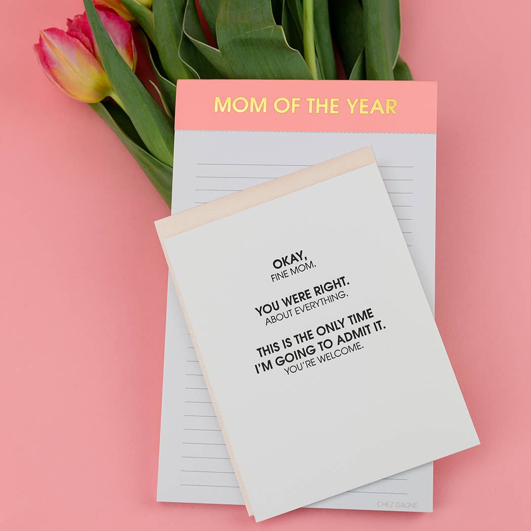Mom Of The Year - Lined Notepad, To-Do List, Coral, Mom Gift