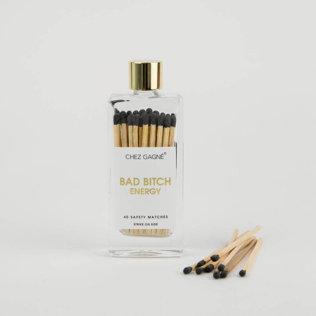Bad Bitch Energy - Glass Bottle Matches, Black, Funny Gift